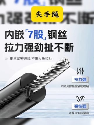 不怕用不上,就怕没得用,用这款失手绳给你的鱼竿上个保险 #沉浸式体验秋冬钓鱼的快乐 #失手绳 #好物推荐 #好东西一起分享 #方便又实用 钩尖江湖钓鱼失手绳钢丝自动伸缩回弹防丢绳8字大物弹力遛鱼器