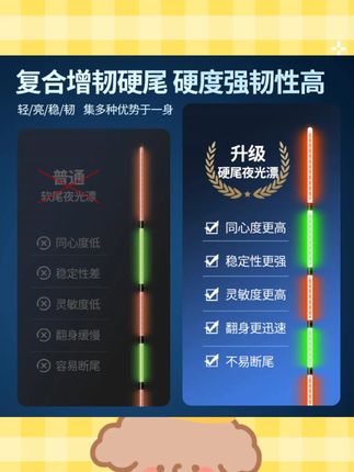 硬尾电子夜光漂高灵敏咬钩变色日夜两用鲫鱼浮漂鸽子蛋枣核行程漂#电子夜光漂 #日夜两用漂 #高灵敏浮漂 #鲫鱼浮漂 #钓鱼装备