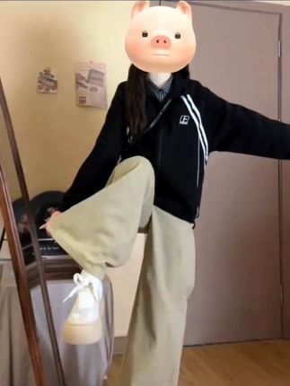 秋天刺绣拉链立领卫衣男宽松美式运动外套女