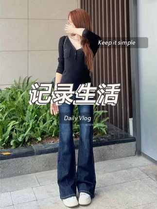 【小爱】美式高腰宽松不贴腿辣妹微喇弹力牛仔裤女2025新款喇 【小爱】美式高腰宽松不贴腿辣妹微喇弹力牛仔裤女2025新款喇叭长裤#百搭神裤 #韩系穿搭 #时髦精 #牛仔裤 #牛仔裤天花板