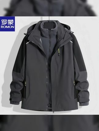 Romon/罗蒙夹克户外男女三合一可拆卸冬加厚防风外套男士冲锋衣#冲锋衣 #秋冬外套 #罗蒙夹克 #户外穿搭 #可拆卸外套