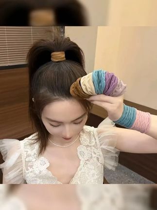 高马尾头绳|发绳|仿真发圈扎头发|加宽加厚头绳|强力耐用高弹 夏天那么热、头发扎起来就用这款加粗高弹力、面膜肌头绳、不勒发#发圈头绳 #头饰发饰 #扎马尾 #发圈