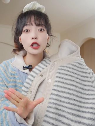 围巾韩系摇粒绒双面棉服vibe风外套2025冬季新款保暖宽松加厚上衣#百搭 #舒适 #时尚 #显瘦 #透气
