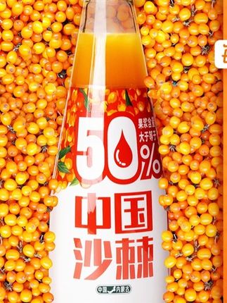 宇航人 【中国沙棘】全果植物饮 原浆含量大于50%饮料300ml_6瓶箱装#沙棘全果植物饮品 #沙棘果浆 #饮料 #饮品推荐 #饮品