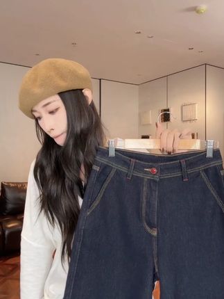 PCNY「无极」不理理秋季新款小众女装水洗复古休闲百搭直筒牛仔短裤