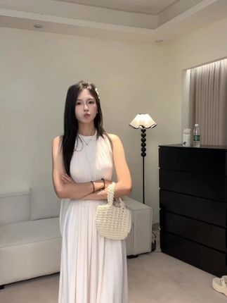 高级感弹力网纱连衣裙女蝴蝶结飘带设计温柔风长裙 ,#夏季新款 #夏季穿搭 #显瘦穿搭 #谁穿谁好看 #美出高级感