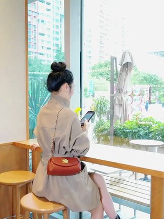 XIANLEER香蕾尔包包真皮小众设计感枕头包新娘斜跨链条单肩包红色#香蕾尔包包#小众设计感枕头包