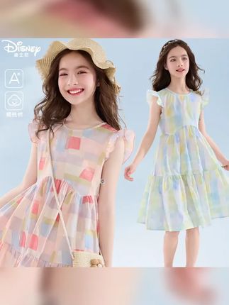 女童连衣裙夏季纯棉儿童裙子2025新款中大童洋气飞袖公主裙薄夏装 #小清新穿搭 #女童甜美可爱穿搭 #儿童裙子 #夏季穿搭 #纯棉面料