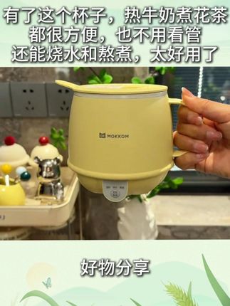 牛奶我一直都喜欢喝热乎乎的,这款温奶杯操作方便,还能烧水炖煮,关键还挺好看的#热奶杯 #早餐杯 #早餐 #小家电 #磨客热奶杯 C