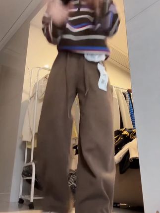 复古弯刀裤女2025年新款琥珀流光风口袋宽松显瘦百搭阔腿裤子 #ootd穿搭 #显瘦遮肉