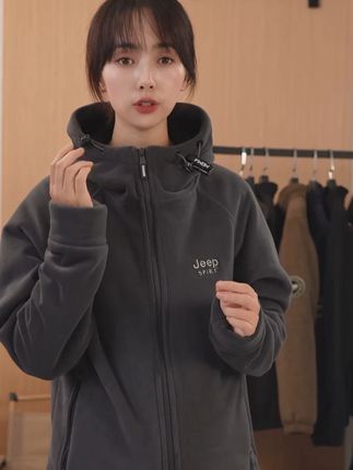 Jeep吉普专柜正品奥粒绒连帽外套 双面绒 加绒加厚 保暖防风#保暖防风 #秋冬穿搭 #男装 #连帽卫衣