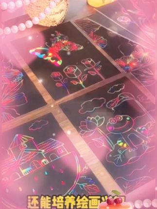 儿童炫彩刮画纸diy手工彩色手工刮刮画幼儿园创意涂鸦趣味刮画