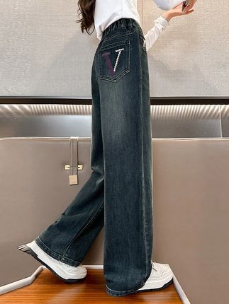 秋冬加绒女童休闲牛仔裤,女儿穿上非常好看。显高显瘦显腿长#女童裤子#秋季新款 #女童牛仔裤 #高品质童装 #中大童牛仔裤