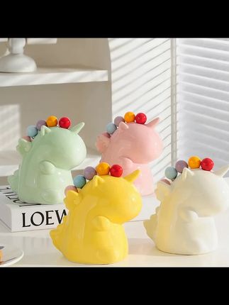 陶瓷独角兽收纳罐高级感小叉子家用套装儿童安全可爱水果叉#小叉子 #水果叉 #水果叉套装 #水果叉子陶瓷罐 #摆件