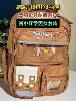 就这个敲火的卡皮巴拉书包,孩子收到高兴坏啦!#小学生书包 #双肩包 #书包推荐 #卡皮巴拉 #送孩子