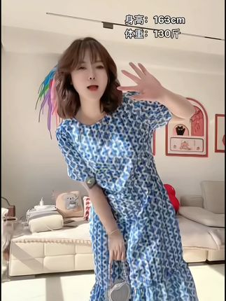1463夏季新款显瘦气质时尚款式印花连衣裙子女#谁穿谁好看#穿出高级感#今天穿什么#做个美美的小仙女#温柔风穿搭
