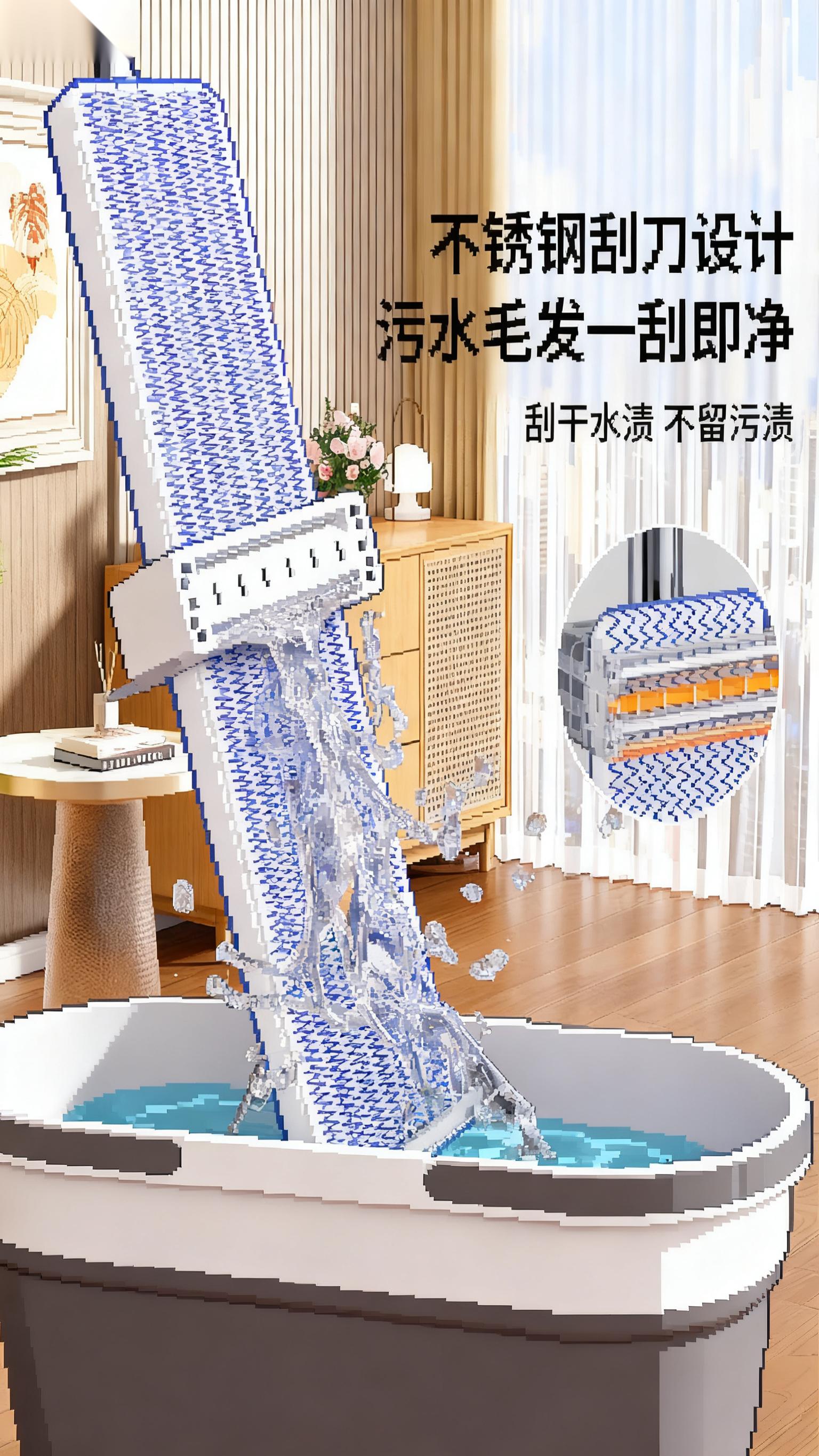 美尔雅2025新升级【水波纹布】干湿两用平板拖把加大家用拖布免手洗