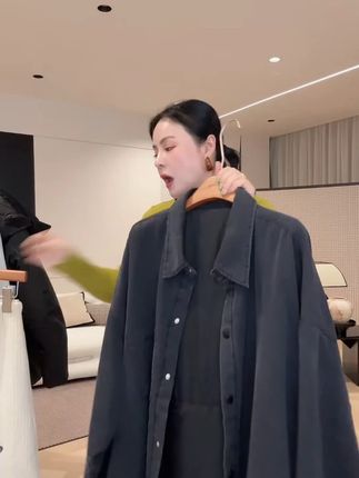 SP 日式休闲衬衫式夹棉棉衣女秋冬宽松慵懒风棉服外套 #轻奢女装 #高级感 #穿搭 #今天穿什么