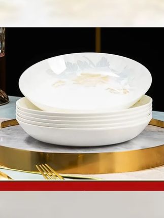 风华似玉8英寸圆深盘 #8英寸圆深盘 #家用陶瓷菜盘 #陶瓷盘 #菜盘 #高颜值厨具