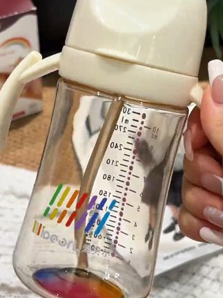 PPSU翻盖奶瓶彩虹学饮鸭嘴杯宝宝婴儿水杯直饮吸管杯防摔#好物推荐 #吸管杯 #直饮杯 #宝宝喝奶 #学饮杯