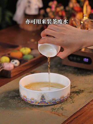 稳稳托住茶壶,储水层能接住溢出的茶水!#壶承#干泡盘#唐丰白瓷江崖壶承