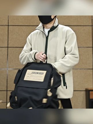 加绒美式复古半拉链卫衣男士秋冬季新款宽松休闲百搭长袖上衣外套