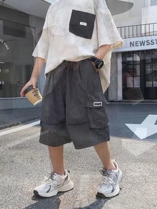 儿童工装短裤新款裤子 夏季休闲五分裤,穿上超级百搭,面料超级凉爽,穿着太舒服了!#儿童穿搭 #潮童穿搭 #男童短裤 #儿童短裤 #高品质童装