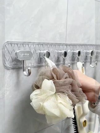 轻奢免打孔墙面挂钩 强力粘胶门后挂衣架衣服毛巾厨房透明连排粘 #居家好物好物推荐🔥免打孔