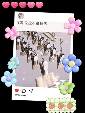 不锈钢20夹晾晒架家用袜子内衣儿童围兜阳台多功能多夹子晾晒挂钩