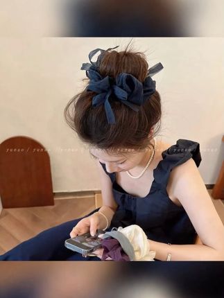 温柔网纱蝴蝶结大肠发圈女2025新款扎马尾不伤发头绳气质发绳头花#发圏 #头绳 #头饰发饰 #头饰搭配 #发圏推荐