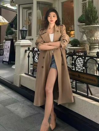 【Jx】2025秋季新品风衣韩版气质网红长款外套女过膝百搭小个子#外套#秋季#宽松版型#显瘦穿搭#新款上新