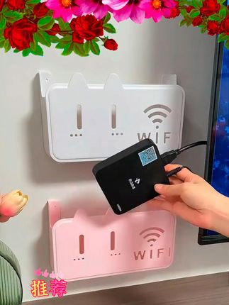 猫咪路由器置物架无线电视机顶盒路由器置物架壁挂免打孔收纳盒子 有了这个猫咪收纳盒,家里的路由器光猫机顶盒就可以上墙了#猫咪收纳盒  #路由器收纳盒  #低价好物  #性价比 #生活日用小神器