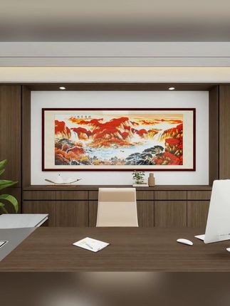 咱就说家里缺啥,缺的就是这幅能带来好寓意的鸿运当头山水画#鸿运当头 #山水画 #挂画 #装饰画 #红红火火
