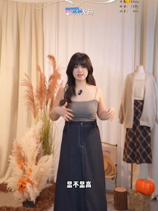 8161-秋季新款设计感复古牛仔通勤百搭高腰大码微胖显瘦半身裙 #显瘦穿搭 #品质女装 #通勤搭配 #显瘦 #半身裙