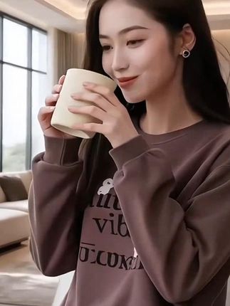 秋冬保暖韩版大码女款100%纯棉轻奢可外穿甜美风简约休闲风家 #月嫂育婴师保姆睡衣家居服