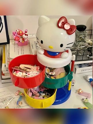 【猫咪】中古HelloKT旋转收纳桶猫头收纳架KT收纳架可爱#HelloKT收纳桶 #猫咪周边 #可爱收纳 #旋转收纳架 #中古