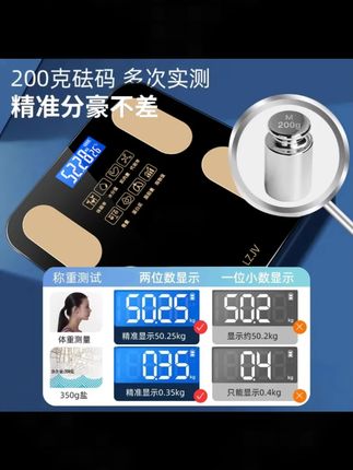 LZJV家用电子秤体重秤手机app连接充电体脂秤BMI蓝牙家庭称重计#家用体脂秤 #蓝牙连接 #电子秤 #健康监测 #家庭必备