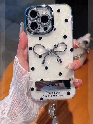 适用于精孔贝壳波点蝴蝶结支架壳iPhone华为/vivo/小 #爆款手机壳 #数码好物 #夏天手机壳