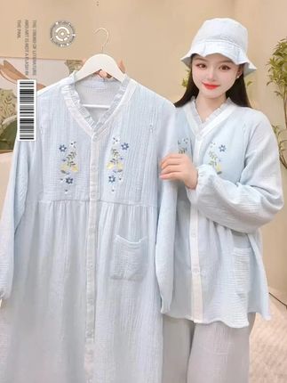 真的好喜欢这种简约又高级的月子服~带胸垫/1475#纯棉月子服 #9月份预产期 #待产必备 #哺乳睡衣 #孕期囤货