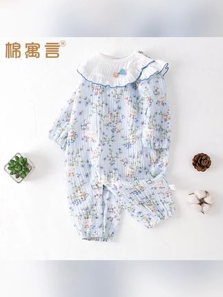 纯棉纱布超萌连体衣宝宝春夏季薄款家居服可爱甜美飞肩袖婴儿哈衣#纯棉纱布连体衣 #宝宝春夏季服装 #可爱宝宝哈衣 #婴儿家居服 #纯棉宝宝装