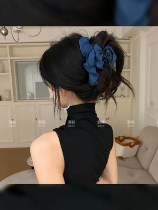 经典褶皱 高级感牛仔面韩式慵懒不规则褶皱13厘米发量多抓夹 #抓夹 #发型教程 #甜酷感 #发夹