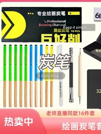 老师同款推荐炭笔热卖套装#炭笔 #专业 #美术生 #含量高 #画画