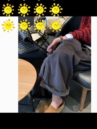 日系复古灰色显瘦休闲裤女秋季新款百搭宽松直筒内衬条纹长裤子 #极简穿搭 #通勤搭配 #梨形身材穿搭 #慵懒风穿搭 #韩系穿搭