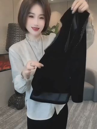 新中式丝绒马甲两件套 #国风衬衫 #丝绒马甲 #秋季叠穿