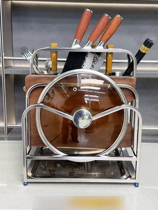 厨房收纳架一个就行,能放勺子筷子菜刀菜板锅铲锅盖,还能沥水 # 厨房置物架 # 刀架 # 厨房收纳 # 厨房好帮手