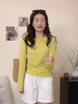 #谁穿谁好看#穿出自己的风格#时尚穿搭#今天穿什么#打底衫 经典纸片人防晒罩衫淡彩欧若风夏季长袖打底衫女内搭上衣显瘦T恤