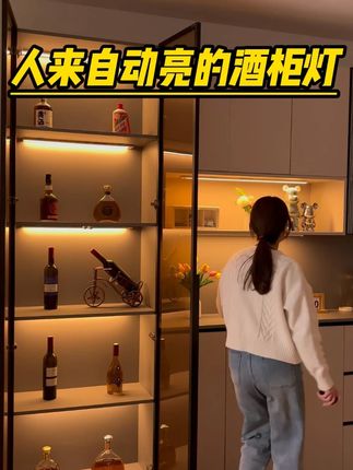 酒柜想装灯带,首选的就是这种免打孔的感应灯,安装方便不伤柜子 #酒柜灯 #氛围灯 #感应灯 #氛围感