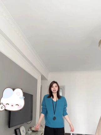 孔雀蓝v领针织衫女秋冬慵懒纯色毛衣2025新款打底衫宽松长袖 #显瘦穿搭 #简约搭配 #品质女装 #宽松有范 #时髦精
