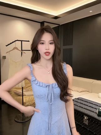 【QIUROUYAO邱肉瑶】秒变娇俏甜心~少女领域花边双色连衣裙,#夏季新款 #夏季穿搭 #显瘦穿搭 #谁穿谁好看 #美出高级感
