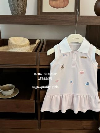 POLO裙小童刺绣动漫洋气背心裙子 女童连衣裙2025夏季新款宝宝时髦#睡衣家居服 #童装 #夏季新款 #生女儿就是用来打扮的 #好看的衣服都在这里